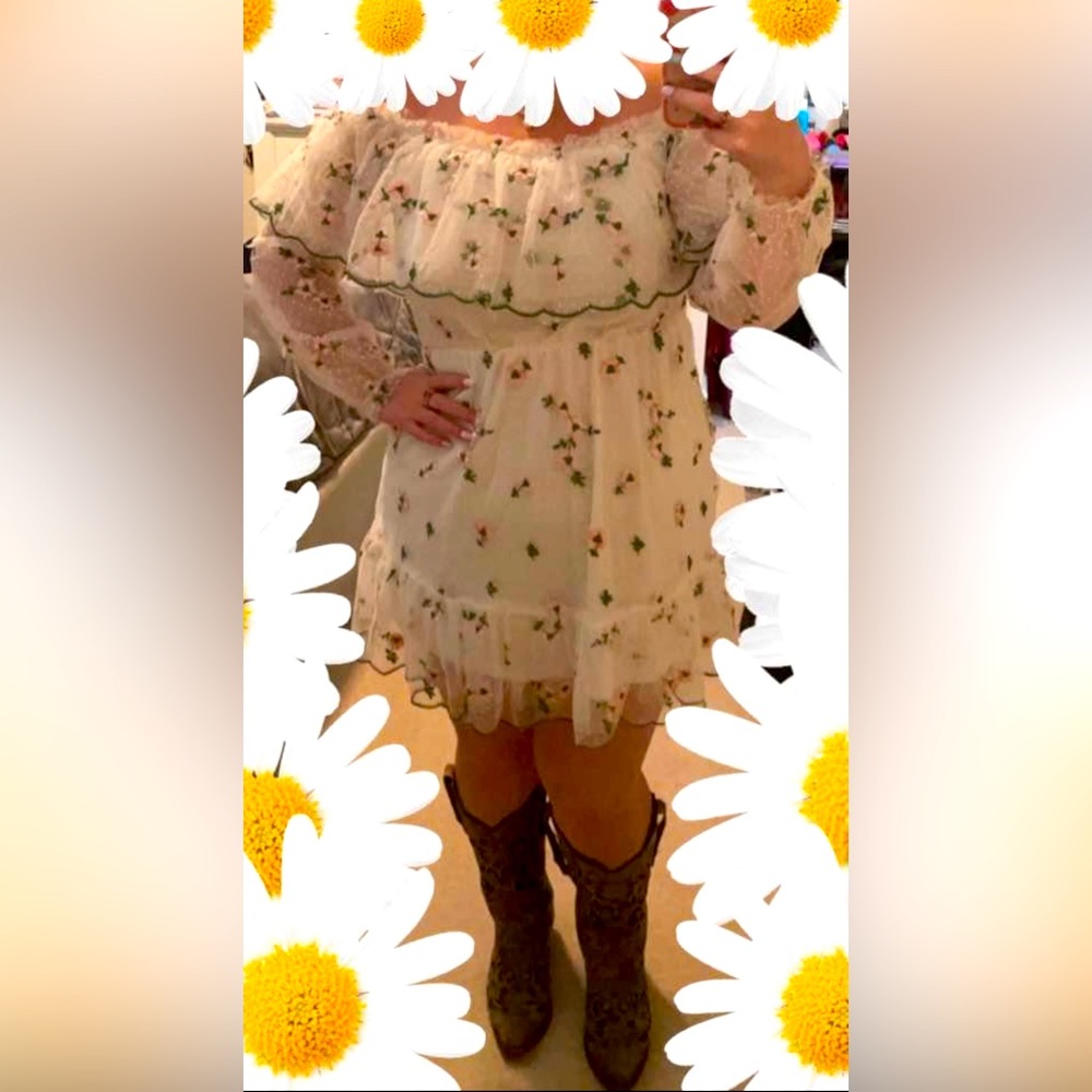 Boutique Floral White Dress